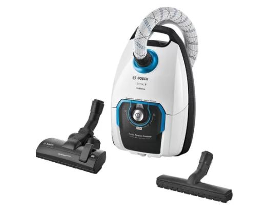 Прахосмукачка Bosch BGL8SIL5 Series 8, Vacuum cleaner with bag ProSilence, 5 l, Robust textile hose, White