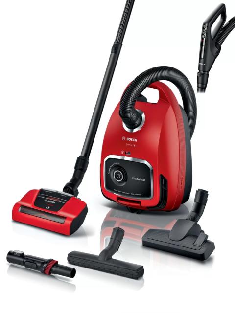 Прахосмукачка Bosch BGL6PET1 Series 6, Vacuum cleaner with bag, 4l, ProAnimal, AirTurbo Plus brush, Red