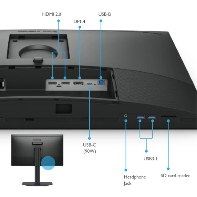 Монитор BenQ SW272U 27" IPS, 4K, 3840x2160, 400 cd/m2, Photographer Monitor, 100% sRGB, 99% Adobe RGB, 99% P, Hard.Calubrat., 1.07 billion colors, HDMI 2.0 x2, DP 1.4,USB-Type C x1(90W PDeivery), USB 3.1 Hub, 16 bit 3D LUT, HDR10/HLG, HAdj. 140mm, Ti