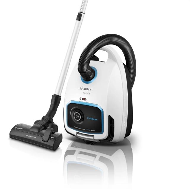 Прахосмукачка Bosch BGB6SIL1 Series 6, Vacuum cleaner with bag, 4l, ProSilence, Remote control, 66dB, White