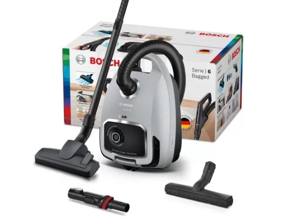 Прахосмукачка Bosch BGB6X330 Series 6, Vacuum cleaner with bag, 4 l, Washable HEPA filter, 12 m operating range, Remote control, Gray