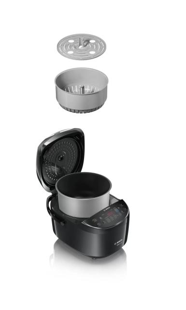 Мултикукър Bosch MUC22B42RU, Multicooker, 48 programs, large 5-liter bowl with a non-stick coating, Large temperature range 40-160 ° C, 900 W, Black