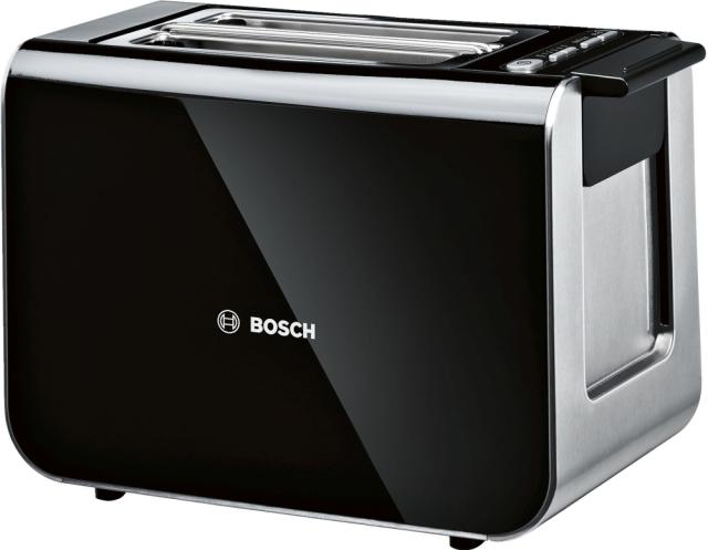Тостер Bosch TAT8613, Toaster, Styline, 860 W, AutoHeat Control, 9levels, Auto power off, Defrost and warm setting, Lifting high, Black/Silver