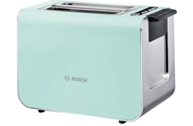 Тостер Bosch TAT8612, Compact toaster, Styline, 860 W, AutoHeat Control, Mirror heating, 9 levels, LED display with memory function, Defrost and warm setting, High lifting, Green/Silver