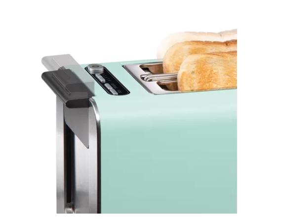 Тостер Bosch TAT8612, Compact toaster, Styline, 860 W, AutoHeat Control, Mirror heating, 9 levels, LED display with memory function, Defrost and warm setting, High lifting, Green/Silver