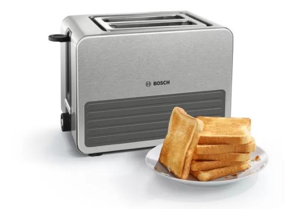Тостер Bosch TAT7S25, Compact toaster, 860-1050 W, Defrost and warm setting, High lifting, Auto power off, Grey