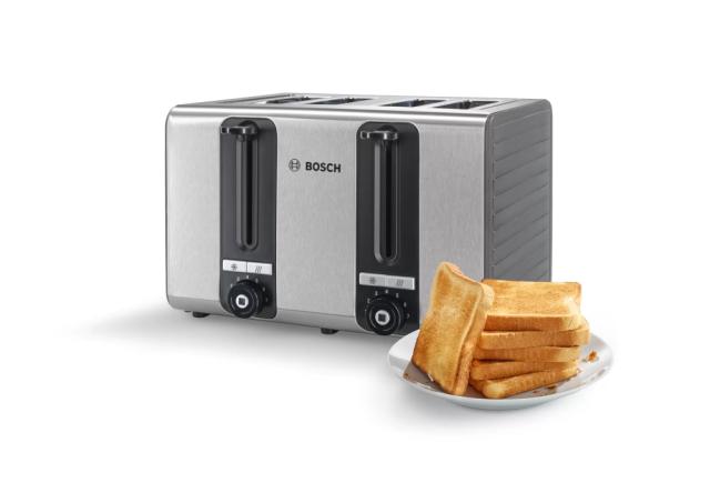 Тостер Bosch TAT7S45, Toaster, 1500-1800 W,4-slice toaster,  Auto power off, Defrost and warm setting, Grey