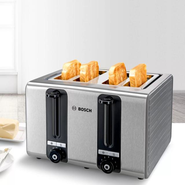 Тостер Bosch TAT7S45, Toaster, 1500-1800 W,4-slice toaster,  Auto power off, Defrost and warm setting, Grey