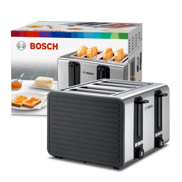 Тостер Bosch TAT7S45, Toaster, 1500-1800 W,4-slice toaster,  Auto power off, Defrost and warm setting, Grey