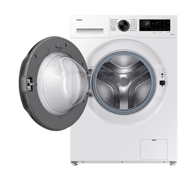 Пералня Samsung WW80CGC04DAELE, Washing Machine, 8 kg, 1400 rpm,  Digital inverter motor, Energy Efficiency A, Spin Efficiency B, Eco Bubble, Bubble Soak, Hygiene Steam, WiFi , Smart Things, AI Energy mode, White, Black door