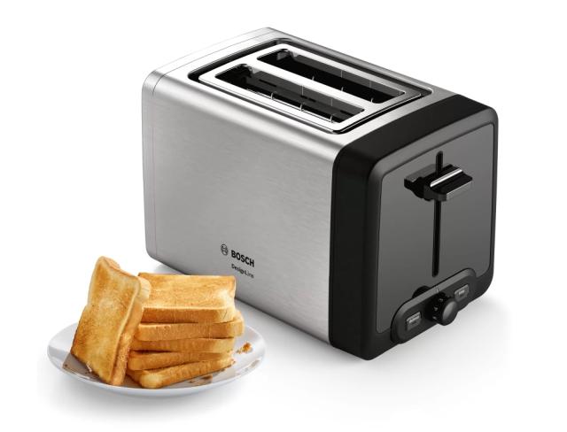 Тостер Bosch TAT4P420, Toaster,DesignLine, Stainless steel, 820-970 W, Auto power off, Defrost and warm setting, Lifting high