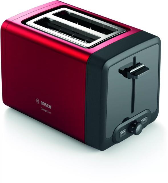 Тостер Bosch TAT4P424, Toaster, DesignLine, 820-970 W, Auto power off, Defrost and warm setting, Lifting high, Red