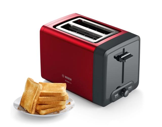Тостер Bosch TAT4P424, Toaster, DesignLine, 820-970 W, Auto power off, Defrost and warm setting, Lifting high, Red