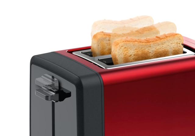Тостер Bosch TAT4P424, Toaster, DesignLine, 820-970 W, Auto power off, Defrost and warm setting, Lifting high, Red