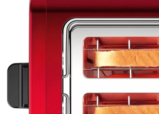 Тостер Bosch TAT4P424, Toaster, DesignLine, 820-970 W, Auto power off, Defrost and warm setting, Lifting high, Red