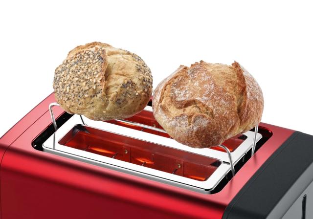 Тостер Bosch TAT4P424, Toaster, DesignLine, 820-970 W, Auto power off, Defrost and warm setting, Lifting high, Red