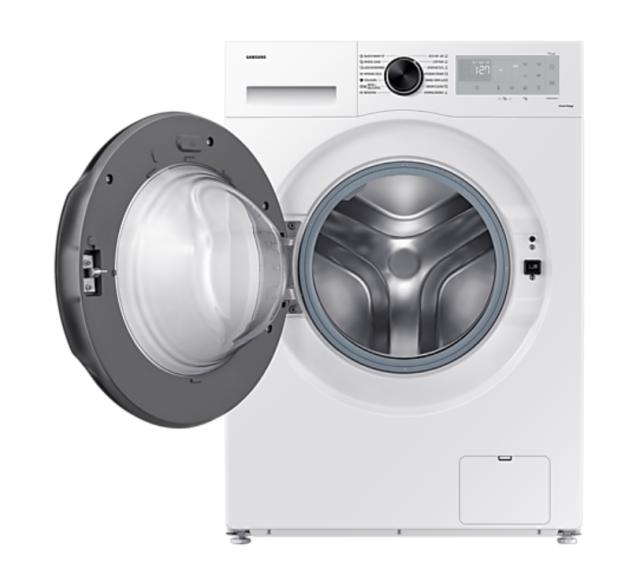 Пералня Samsung WW90CGC04DAHLE, Washing Machine, 9 kg, 1400 rpm,  Digital inverter motor, Energy Efficiency A, Spin Efficiency B, Eco Bubble, Bubble Soak, Hygiene Steam, WiFi , Smart Things, AI Energy mode, White, Black door