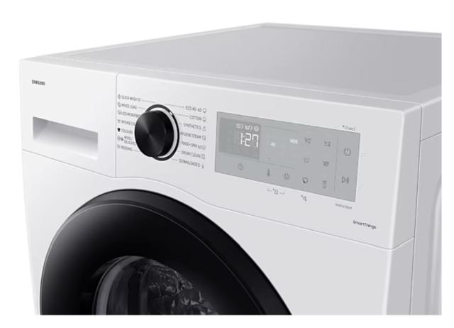 Пералня Samsung WW90CGC04DAHLE, Washing Machine, 9 kg, 1400 rpm,  Digital inverter motor, Energy Efficiency A, Spin Efficiency B, Eco Bubble, Bubble Soak, Hygiene Steam, WiFi , Smart Things, AI Energy mode, White, Black door