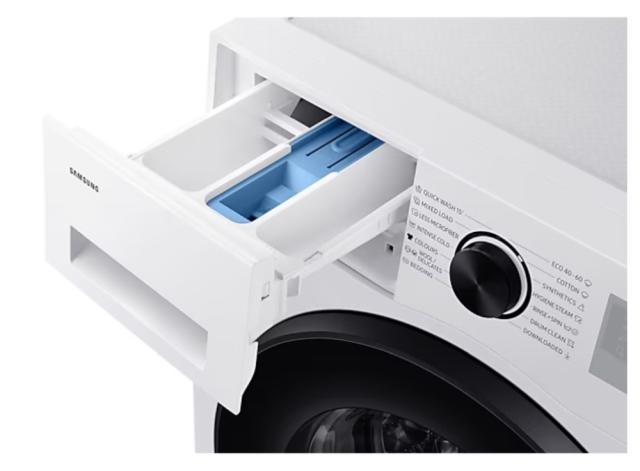 Пералня Samsung WW90CGC04DAHLE, Washing Machine, 9 kg, 1400 rpm,  Digital inverter motor, Energy Efficiency A, Spin Efficiency B, Eco Bubble, Bubble Soak, Hygiene Steam, WiFi , Smart Things, AI Energy mode, White, Black door