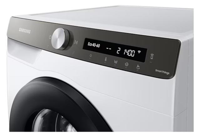 Пералня Samsung WW80T534DATAS7, Washing Machine, 8 kg, 1400 rpm,  Digital inverter motor, Energy Efficiency A, Spin Efficiency B, AI Control, Auto dispense, Eco Bubble, Bubble Soak, Hygiene Steam, WiFi , Smart Things, AI Energy mode, White, Black doo
