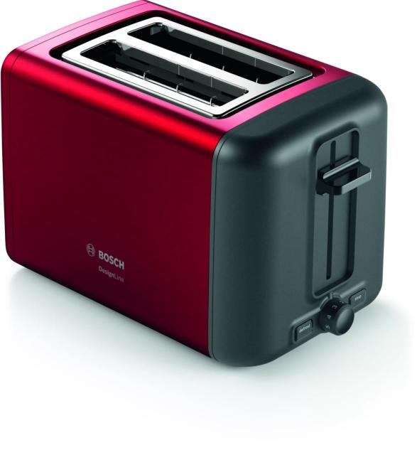 Тостер Bosch TAT3P424, Toaster, Compact toaster,DesignLine, 820-970 W, Auto power off, Defrost and warm setting, Lifting high, Red