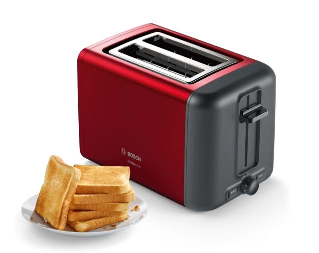 Тостер Bosch TAT3P424, Toaster, Compact toaster,DesignLine, 820-970 W, Auto power off, Defrost and warm setting, Lifting high, Red