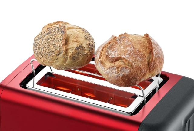 Тостер Bosch TAT3P424, Toaster, Compact toaster,DesignLine, 820-970 W, Auto power off, Defrost and warm setting, Lifting high, Red