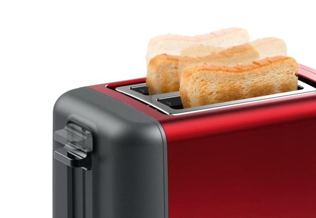 Тостер Bosch TAT3P424, Toaster, Compact toaster,DesignLine, 820-970 W, Auto power off, Defrost and warm setting, Lifting high, Red