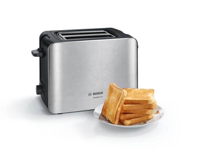 Тостер Bosch TAT6A913, Toaster, ComfortLine, 915-1090 W,  Auto power off, Defrost and warm setting, Lifting high, Silver