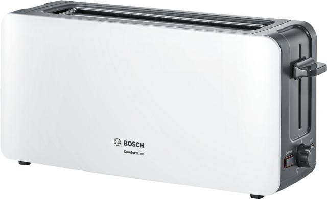 Тостер Bosch TAT6A001, Long slot toaster Toaster, ComfortLine, 915-1090 W, Auto power off, Defrost and warm setting, Lifting high, White