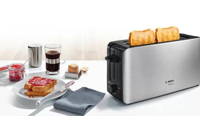 Тостер Bosch TAT6A803, Toaster with long slot ComfortLine, 915-1090 W, For 1 long or 2 small slices of toast, Defrost and warm setting, High lifting, Stainless steel