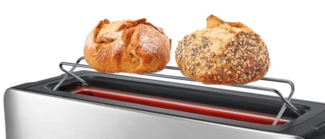 Тостер Bosch TAT6A803, Toaster with long slot ComfortLine, 915-1090 W, For 1 long or 2 small slices of toast, Defrost and warm setting, High lifting, Stainless steel
