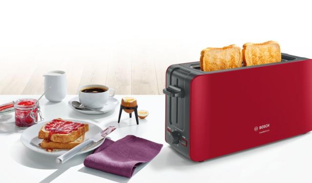 Тостер Bosch TAT6A004, Plastic toaster CompactClass, 825-980 W, For 1 long or 2 small slices of toast, white/light gray