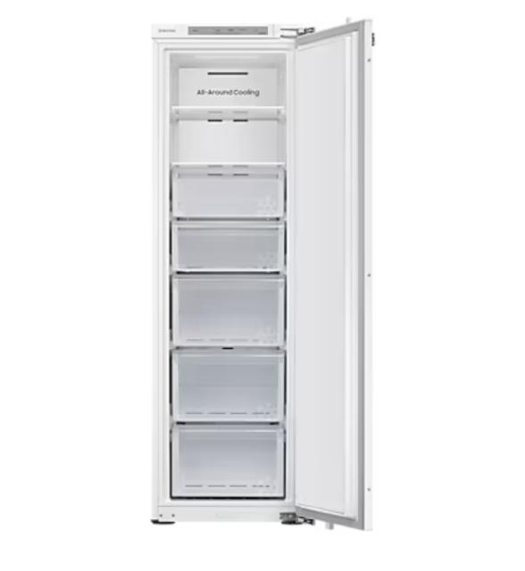 Фризер Samsung BRZ22610EWW/EF, Freezer with 1 built-in door, 218l, SpaceMax, No Frost, All-Around Cooling, Fresh Zone, DIT, Energy Efficiency E, H 177.5 cm, SmartThings AI Energy Mode, Wi-Fi, Snow White