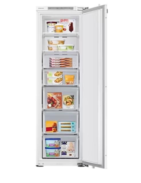 Фризер Samsung BRZ22610EWW/EF, Freezer with 1 built-in door, 218l, SpaceMax, No Frost, All-Around Cooling, Fresh Zone, DIT, Energy Efficiency E, H 177.5 cm, SmartThings AI Energy Mode, Wi-Fi, Snow White