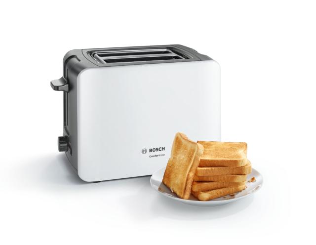 Тостер Bosch TAT6A111, Toaster, ComfortLine, 915-1090 W,  Auto power off, Defrost and warm setting, Lifting high, White