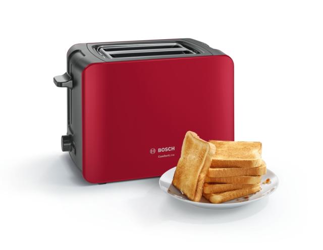 Тостер Bosch TAT6A114, Toaster, ComfortLine,  915-1090 W, Auto power off, Defrost and warm setting, Lifting high, Red