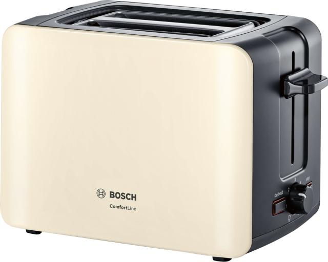 Тостер Bosch TAT6A117, Toaster, ComfortLine, 915-1090 W, Auto power off, Defrost and warm setting, Lifting high, Beige