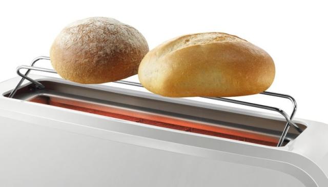Тостер Bosch TAT3A001, Plastic toaster CompactClass, 825-980 W, For 1 long or 2 small slices of toast, white/light gray