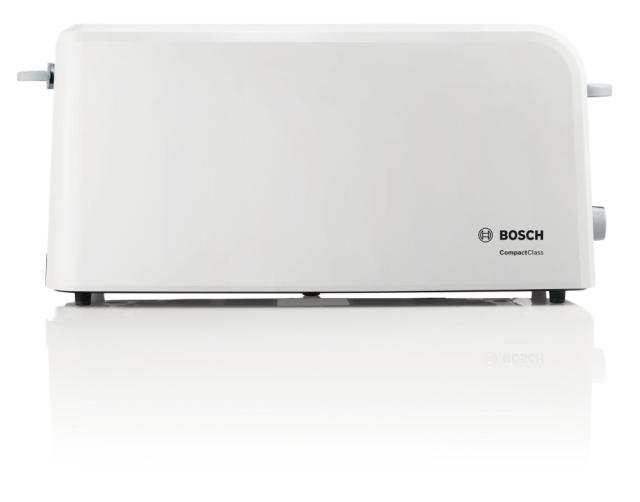 Тостер Bosch TAT3A001, Plastic toaster CompactClass, 825-980 W, For 1 long or 2 small slices of toast, white/light gray