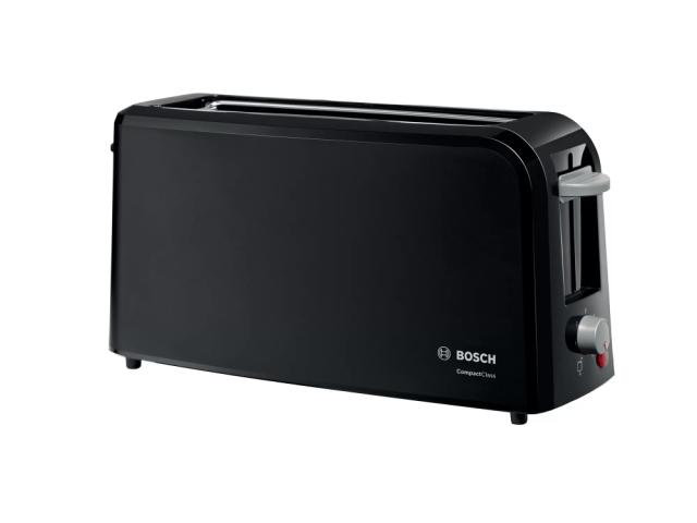 Тостер Bosch TAT3A003, Plastic toaster CompactClass, 825-980 W, For 1 long or 2 small slices of toast, Black