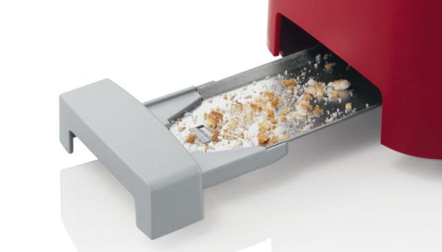 Тостер Bosch TAT3A004, Plastic toaster CompactClass, 825-980 W, For 1 long or 2 small slices of toast, red/light gray