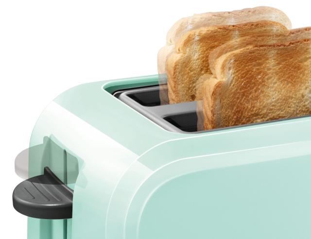 Тостер Bosch TAT3A012, Plastic compact toaster, 825-980 W, for two slices of toast, mint turquoise/black grey