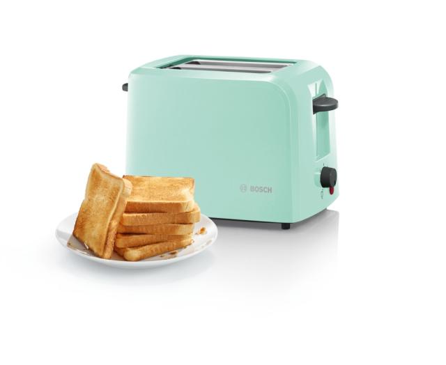 Тостер Bosch TAT3A012, Plastic compact toaster, 825-980 W, for two slices of toast, mint turquoise/black grey