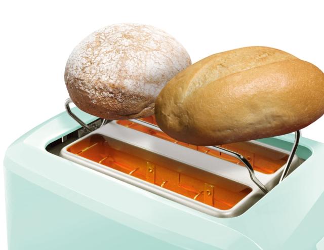 Тостер Bosch TAT3A012, Plastic compact toaster, 825-980 W, for two slices of toast, mint turquoise/black grey