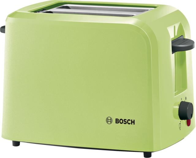 Тостер Bosch TAT3A016, Plastic compact toaster, 825-980 W, for two slices of toast, matcha green/black grey