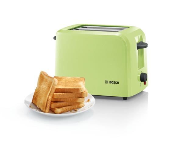 Тостер Bosch TAT3A016, Plastic compact toaster, 825-980 W, for two slices of toast, matcha green/black grey