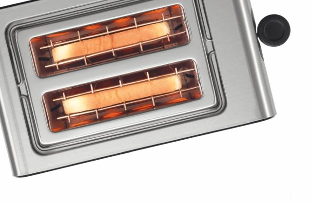 Тостер Bosch TAT7203, Toaster, Stainless steel, 860-1050 W,  Heating grille, Auto power off, Defrost and warm setting,  Black