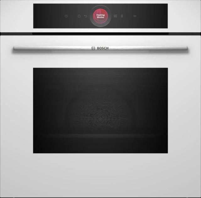Фурна Bosch HBG7341W1, SER8, Built-in oven 60 x 60 cm, 71 l, TFT touch display, Digital control ring, Hotair Gentle, Air Fry function, A+, Eco Clean Direct, Oven Assistant, Home Connect, White