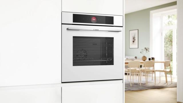 Фурна Bosch HBG7341W1, SER8, Built-in oven 60 x 60 cm, 71 l, TFT touch display, Digital control ring, Hotair Gentle, Air Fry function, A+, Eco Clean Direct, Oven Assistant, Home Connect, White